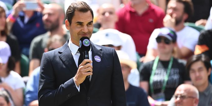 Roger Federer bei den Feierlichkeiten zum 100-jährigen Jubiläum von Wimbledon. Roger Federer Wimbledon
