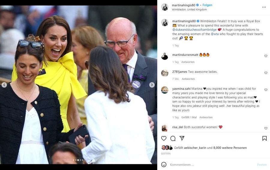 Kate war sichtlich erfreut, Martina Hingis zu sehen.