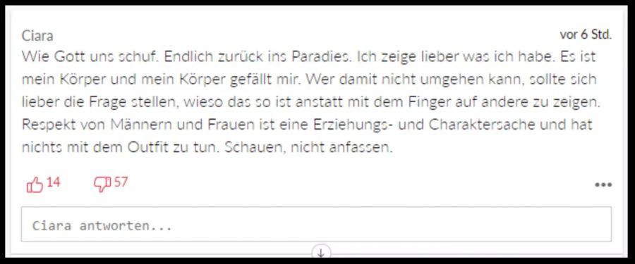 Leserin «Ciara» fühlt sich wohl in ihrem Körper und will das auch so leben dürfen.