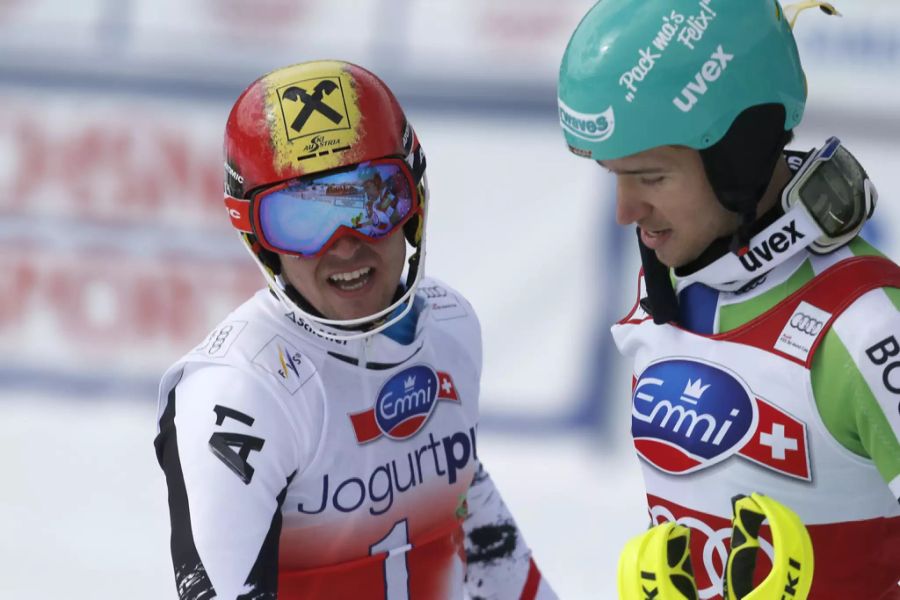 Felix Neureuther (r.) zusammen mit dem Österreicher Marcel Hirscher.