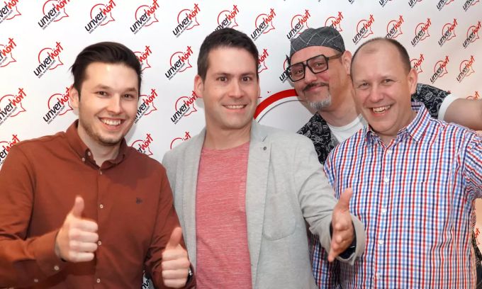 Das unverhört-Team aus Oensingen (v.l.): Joel Grolimund, Kilian Messerli, Mathias De Rivo und Christian Riesen. unverhört, oensingen, livestream