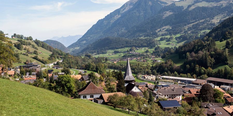 Blick auf Erlenbach. - Simmental