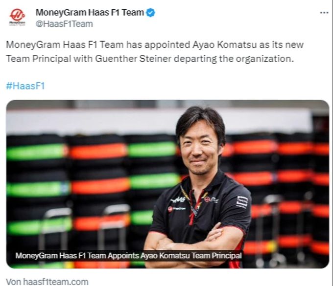 Ayao Komatsu wird neuer Teamchef bei Haas. Formel 1