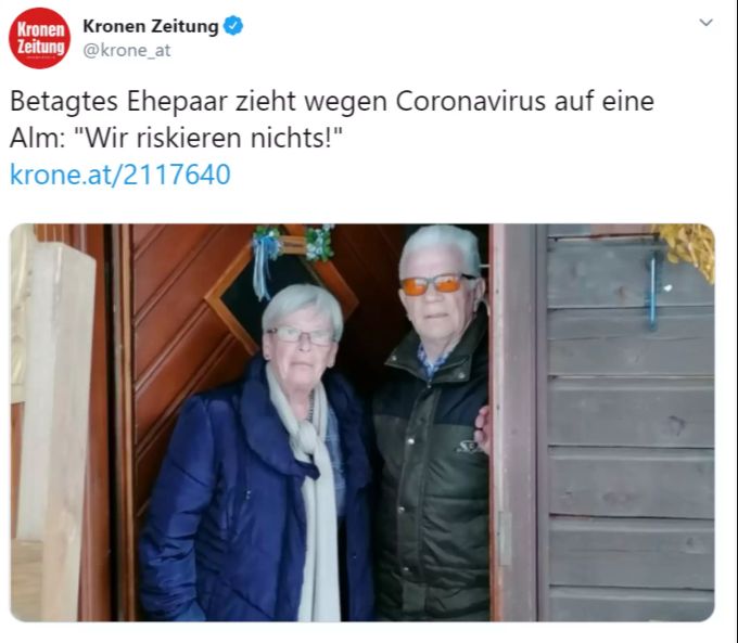 Renter-Paar aus Österreich zieht wegen Coronavirus auf die Alm. Coronavirus