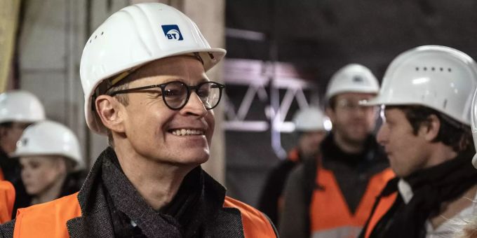 Der Bürgermeister Micheal Müller beim Richtfest des U-Banhofes «Museumsinsel». u-bahnhof museumsinsel