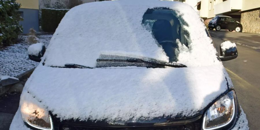 Verschneite Autoscheiben