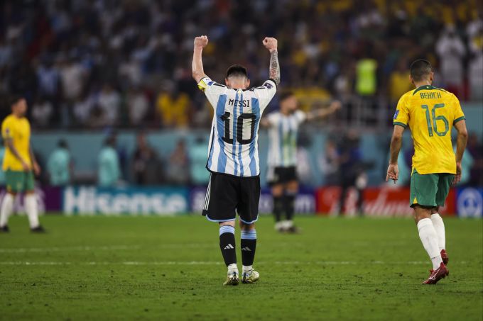 Lionel Messi schoss gegen Australien an der WM 2022 sein erstes Tor im einem K.-o.-Spiel. Lionel Messi WM 2022