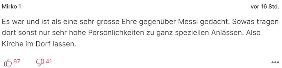 Der Bischt sei gegenüber Messi eine «sehr grosse Ehre».