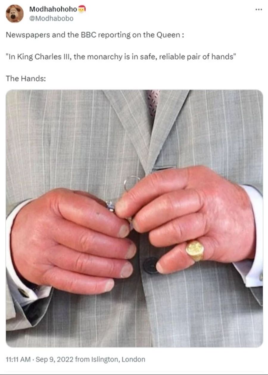 Die Finger von König Charles sorgen im Netz für Gespött.