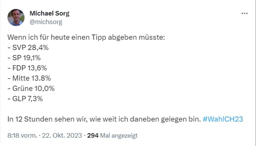 Die letzten Prognosen werden auf den sozialen Medien geteilt.