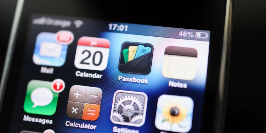 Ein Ausschnitt zeigt den Bildschirm eines iPhones mit der einzelnen App-Übersicht.
