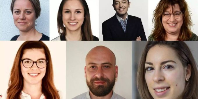 : Barbara Girardet, Nadine Scherrer, Ivan Minekov, Gaby Oertle, Tiana Herceg, Samuel Baumann, Fabienne Jud (von oben links nach unten rechts)