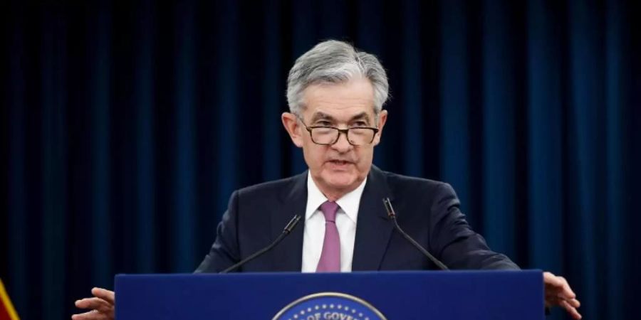 Jerome Powell, Präsident der US-Notenbank Federal Reserve, spricht auf einer Pressekonferenz. Foto: Ting Shen/XinHua