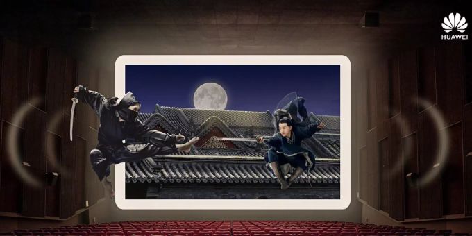 Eine Darstellung zeigt das Huawei MediaPad als Kinoleinwand. Huawei MediaPad M6