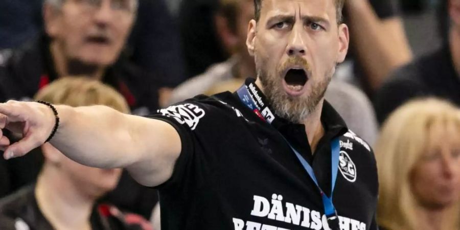 Flensburg-Trainer Maik Machulla und sein Team haben alle Trümpfe in der eigenen Hand. Foto: Frank Molter