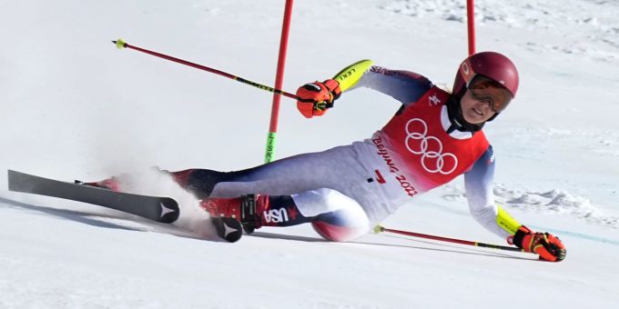 Mikaela Shiffrin scheidet beim Slalom an Olympia 2022 früh aus. Mikaela Shiffrin Olympia 2022