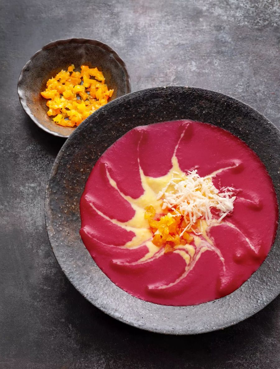 Suppe Randen/Rote Bete Mango Schälchen Steingut