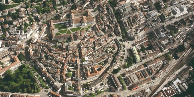 Die Stadt St. Gallen von oben. notfall kein trinkwasser