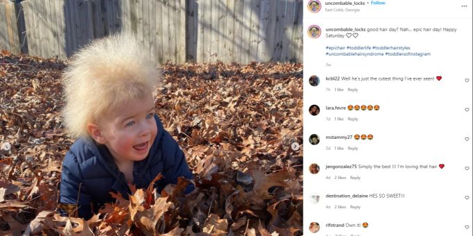 Der kleine Locklan zieht mit seiner Mähne eine Menge Aufmerksamkeit auf sich. haare