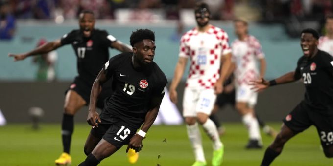 Alphonso Davies trifft gegen Kroatien nach wenigen Sekunden. Alphonso Davies WM 2022