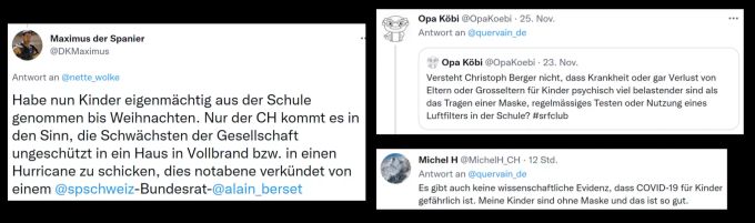 Kinder aus der Schule, Kinder ohne Maske in die Schule – und was ist eigentlich mit den angesteckten Familienmitgliedern? Tweets Berset Schulen Masken