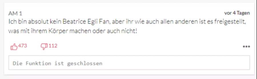 Selbst einige Nicht-Fans sind von Beatrice Eglis Standhaftigkeit beeindruckt.