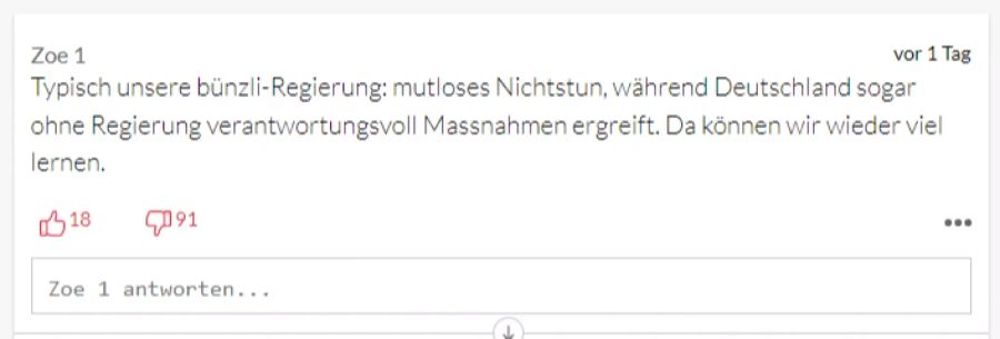 «Zoe 1» findet, der Bundesrat solle sich am Ausland orientieren.