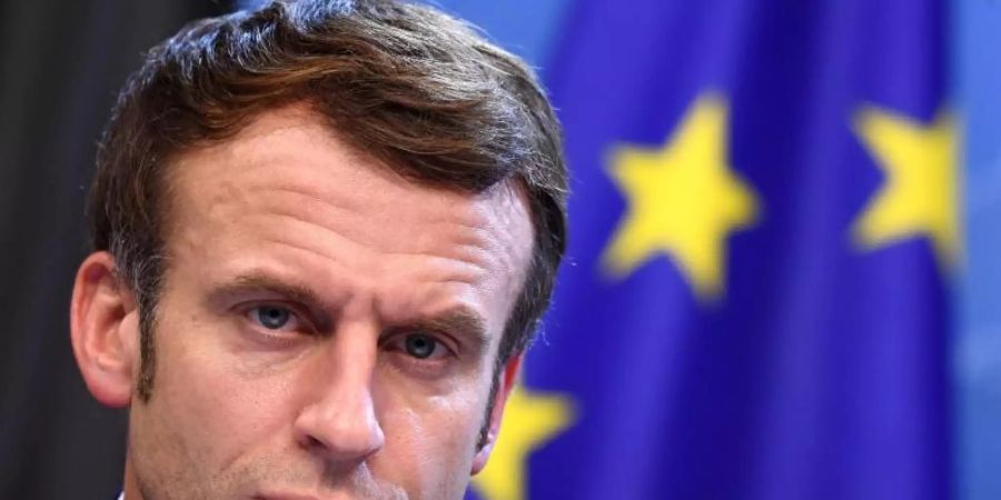 Der französische Präsident Emmanuel Macron beim EU-Gipfel in Brüssel. Foto: John Thys/Pool AFP/AP/dpa