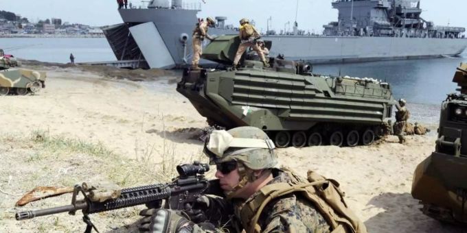 Landemanöver bei einer gemeinsamen Übung US-amerikanischer und südkoreanischer Streitkräfte. Foto: Kyodo/MAXPPP/Archiv usa südkorea