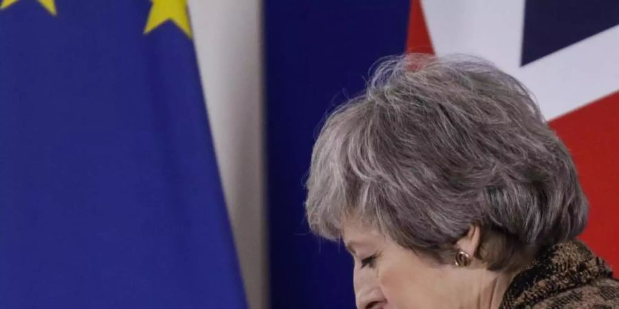 Theresa May, Premierministerin von Grossbritannien, bei einer Pressekonferenz während des EU-Gipfels. Foto: Thierry Roge/BELGA