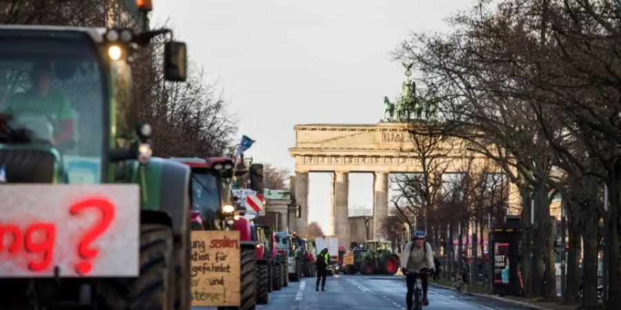 Bauernprotest am Brandenburger Tor am 18. Januar