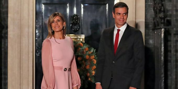 Pedro Sanchez, Ministerpräsident von Spanien, und seine Ehefrau Maria Begona Gomez. Coronavirus - Spanien