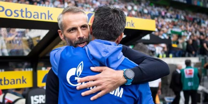 Sehen sich beim Rückrunden-Auftakt wieder: Schalke-Coach David Wagner (vorne) und Gladbachs Marco Rose. Bundesliga