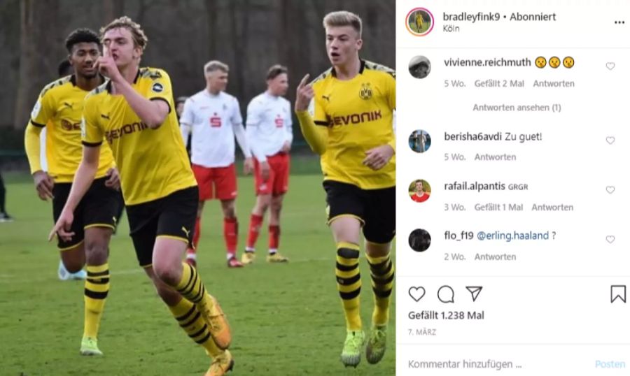 Bradley Fink jubelt für den BVB.