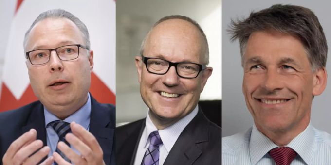 Der Dirk, der Ädu und der Michu, beziehungsweise: Dirk Lindemann, Direktor des Bundesamts für Informatik und Telekommunikation BIT, Adrian Hug, Direktor der Eidgenössischen Steuerverwaltung und Michel Huissoud, Direktor der Eidgenössischen Finanzkontrolle EFK. BIT ESTV EFK