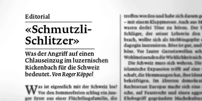 SVP-Nationalrat Roger Köppel ruft im Editorial der Weltwoche dazu auf, dass sich die Schweiz gegen die «freche islamische Expansion» in der Schweiz zur Wehr setzt. weltwoche