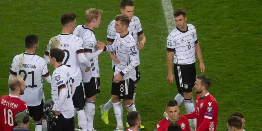 Das EM-Ticket ist gebucht, nun geht es für die deutsche Nationalmannschaft um den Gruppensieg. Foto: Bernd Thissen/dpa