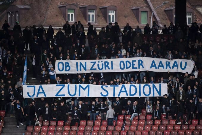 Die Anhänger von GC mit einem klaren Statement beim Heimspiel gegen den FC Aarau. gc