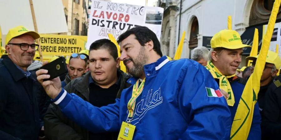 Matteo Salvini bei einer Demonstration in Rom