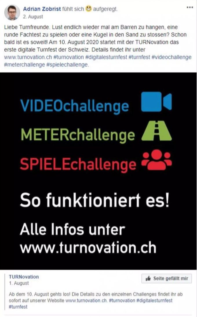 Die Hendschiker Turner beteiligen sich am digitalen Turnfest «TURNovation». TURNovation
