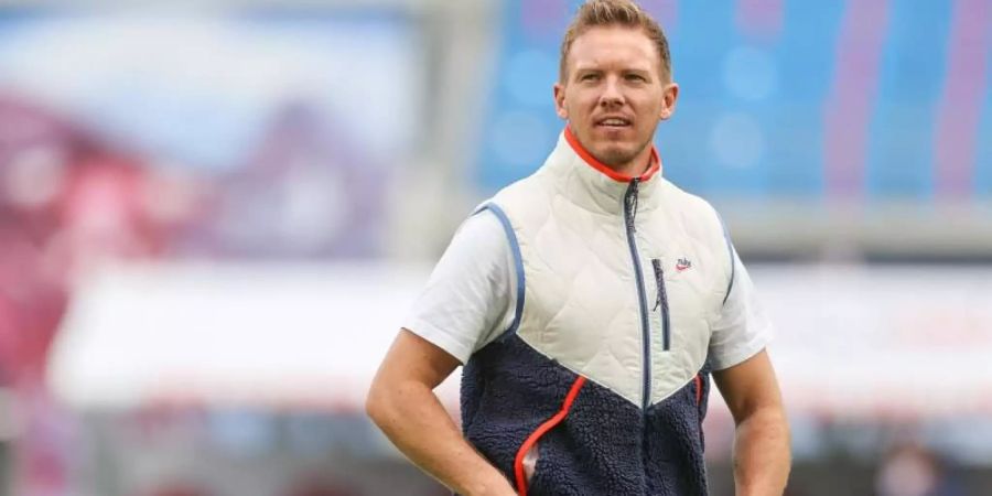 Kann sich mit Leipzig weiter an der Bundesliga-Tabellenführung erfreuen: RB-Coach Julian Nagelsmann. Foto: Jan Woitas/dpa-Zentralbild/dpa