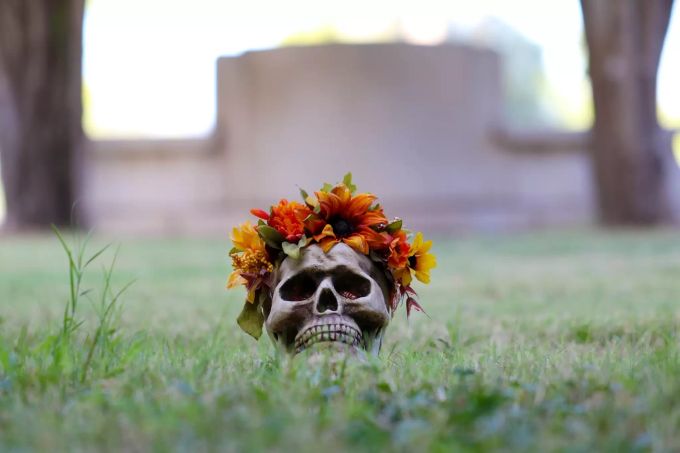 Die Gräber und Städte in Mexiko werden für diese besondere Zeit mit Blumen geschmückt. dia de los muertos