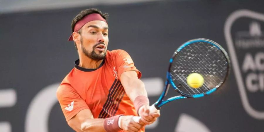 Wurde positiv auf das Coronavirus getestet: Der Italiener Fabio Fognini in Aktion. Foto: Daniel Bockwoldt/dpa