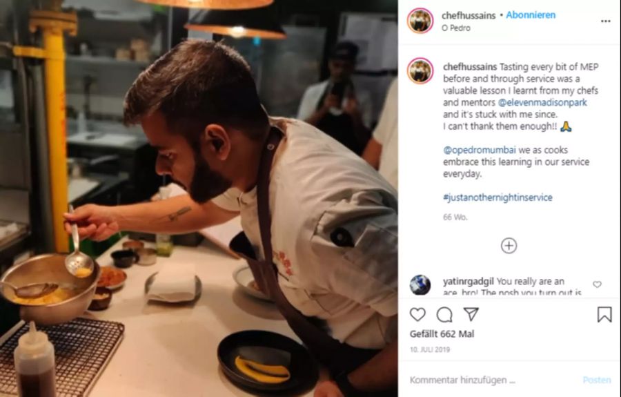 Der Inder arbeitet zudem im «Eleven Madison Park» in New York City.