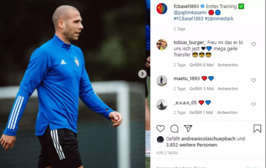 Pajtim Kasami ist im Training des FC Basel eingestiegen.