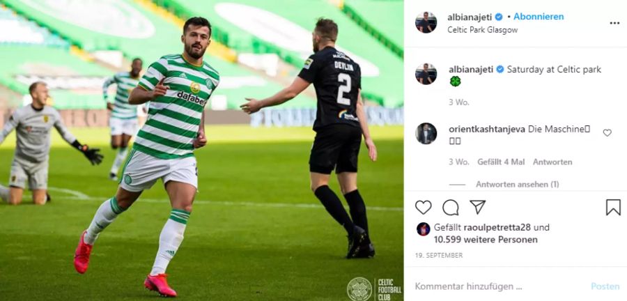 Albian Ajeti läuft seit August für Celtic Glasgow auf.