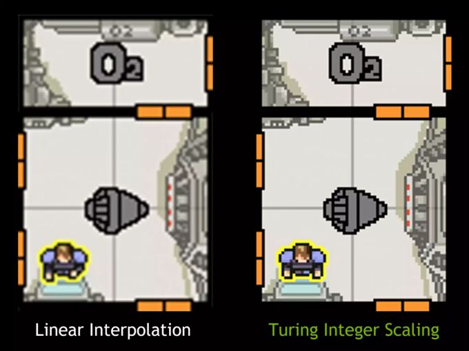 Das Vergleichsbild zeigt die Auswirkungen des aktivierten Turing Integer Scalings. Turing Integer Scaling