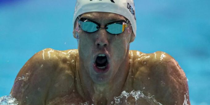 Jérémy Desplanches über 200 m Lagen in Gwangju auf dem Brust-Abschnitt Jérémy Desplanches über 200 m Lagen in Gwangju auf dem Brust-Abschnitt
