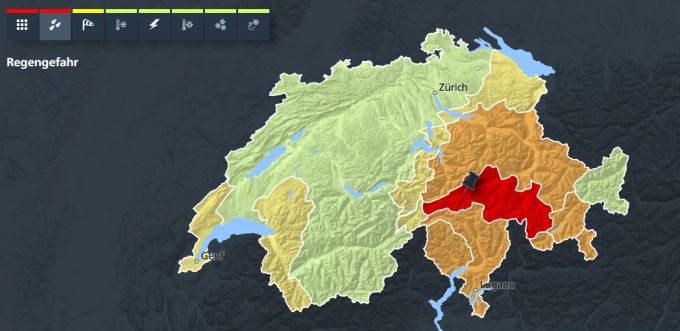 In Brigels GR herrscht Regen-Gefahrenstufe 4. Regen