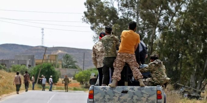 Gegner von General Chalifa Haftar: Kämpfer der Einheitsregierung östlich von Tripolis, Libyen. Libyen Chalifa Haftar